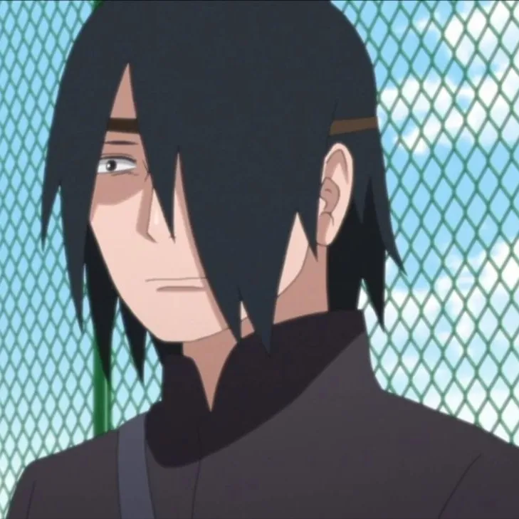 Portrait of a friendly AI chatbot assistant Sasuke Uchiha with expressive eyes showcasing personality traits