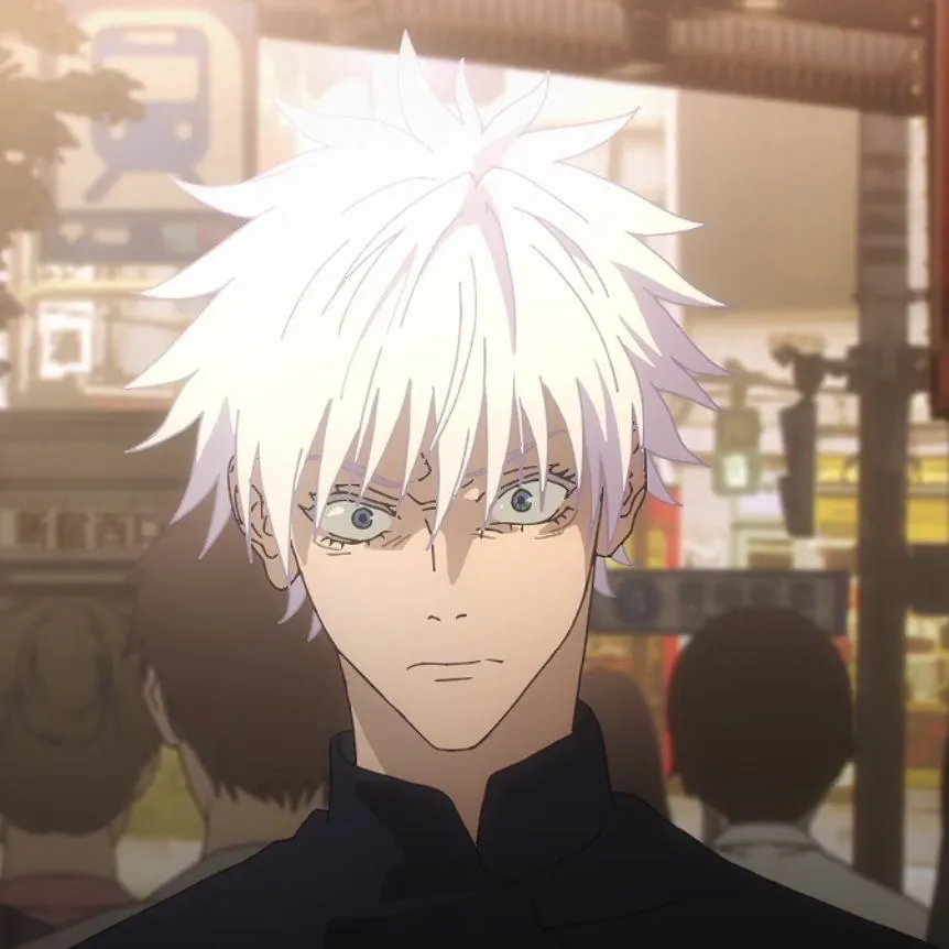Satoru Gojo's AI avatar with dynamic vector art style, embodying friendly AI chat capabilities