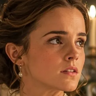 Emma Watson multilíngue com foco em tarefas de IA de bate-papo, núcleo de rede neural visível em segundo plano.