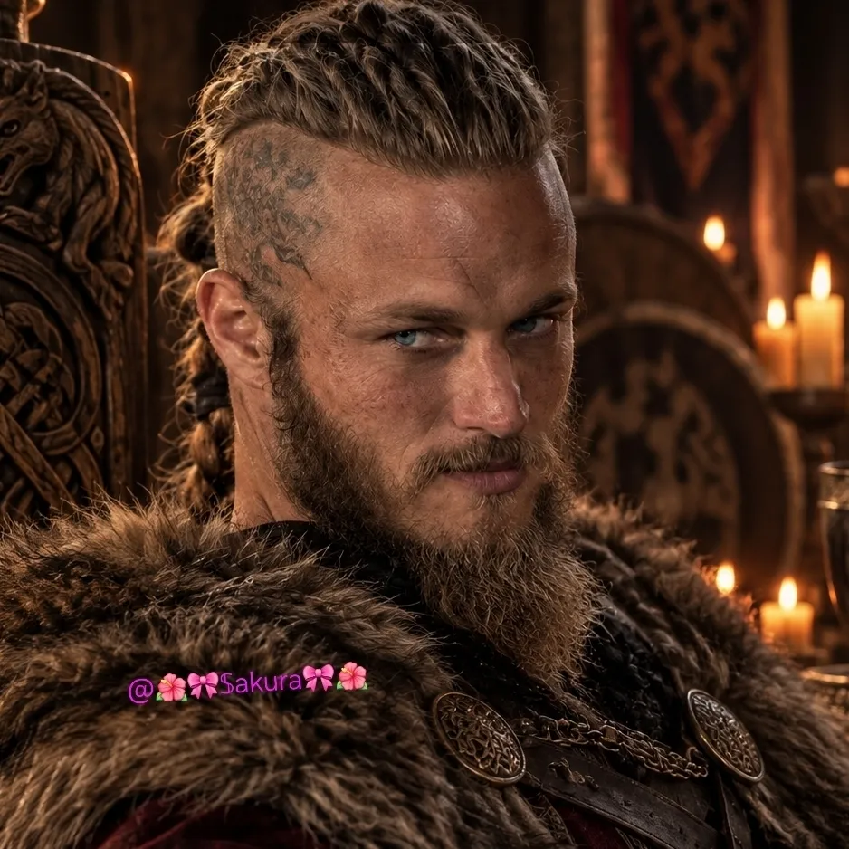 Ragnar Lothbrok's AI avatar with dynamic vector art style, embodying friendly AI chat capabilities