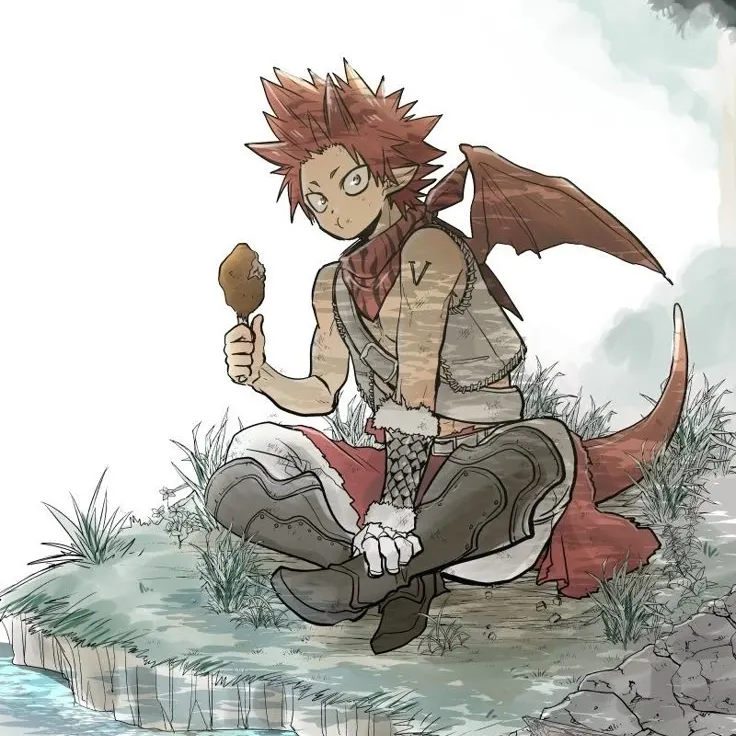 Minimalist Ejiro Kirishima avatar for google chat integration, featuring adaptive emotional expressions