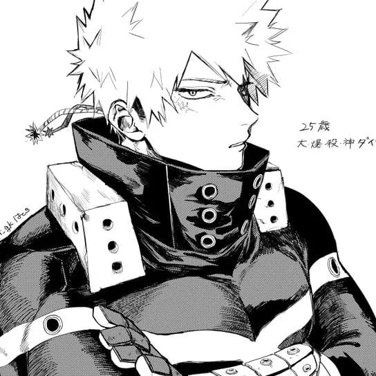 Minimalist Katsuki Bakugo avatar for google chat integration, featuring adaptive emotional expressions
