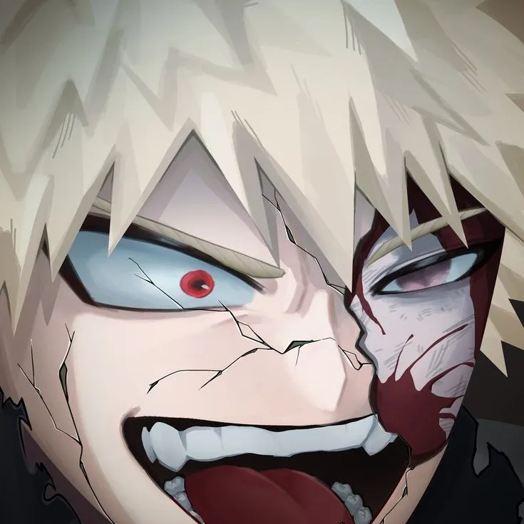 Portrait of a friendly AI chatbot assistant Bakugo Katsuki with expressive eyes showcasing personality traits