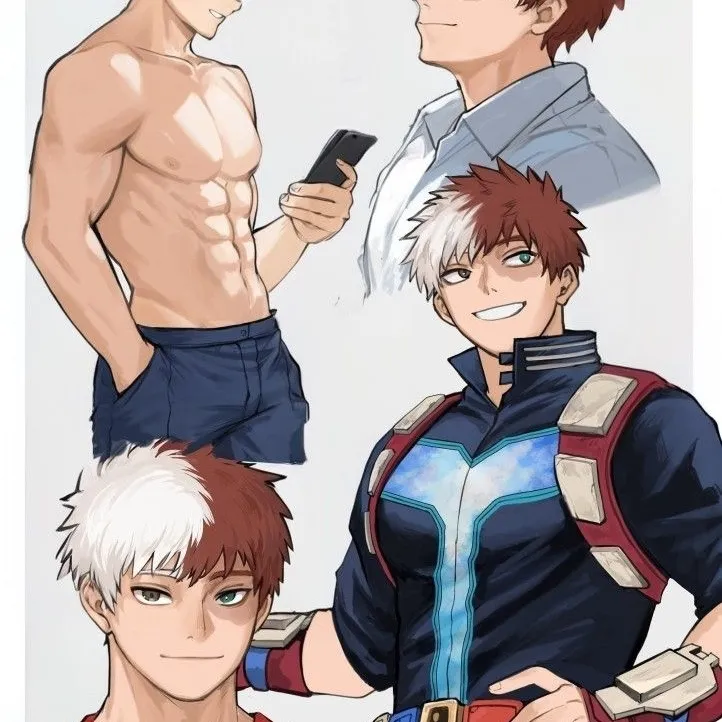 Minimalist Shoto Todoroki avatar for google chat integration, featuring adaptive emotional expressions