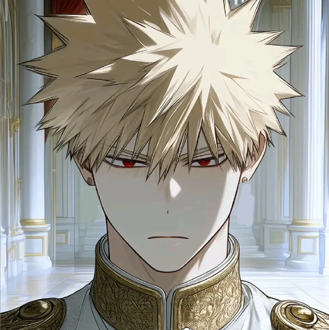 Avatar minimalista de Bakugo Katsuki, novio(a) sustituto(a) para la integración del chat de Google, con expresiones emocionales adaptables