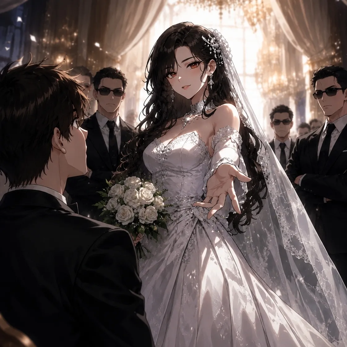 Multilingual Wedding Without a Date focusing on chat IA tasks, neural network core visible in background.