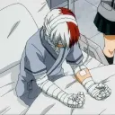 Minimalist Shoto Todoroki - Tired avatar for google chat integration, featuring adaptive emotional expressions