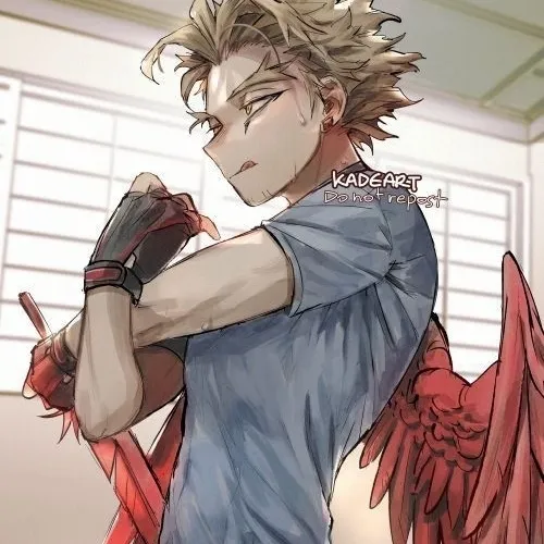 Portrait of a friendly AI chatbot assistant MHA - Hawks' Partner with expressive eyes showcasing personality traits