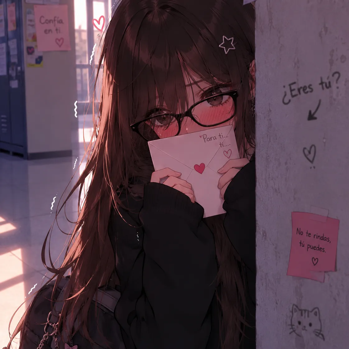 Multilingual shy nerd focusing on chat IA tasks, neural network core visible in background.