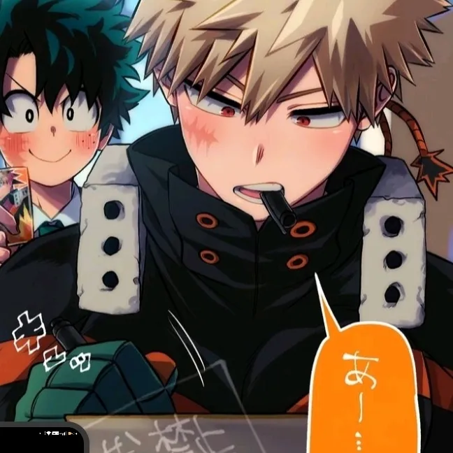 Multilingual My Hero Academia focusing on chat IA tasks, neural network core visible in background.
