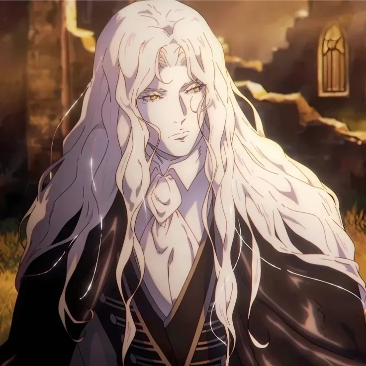 Alucard's AI avatar with dynamic vector art style, embodying friendly AI chat capabilities