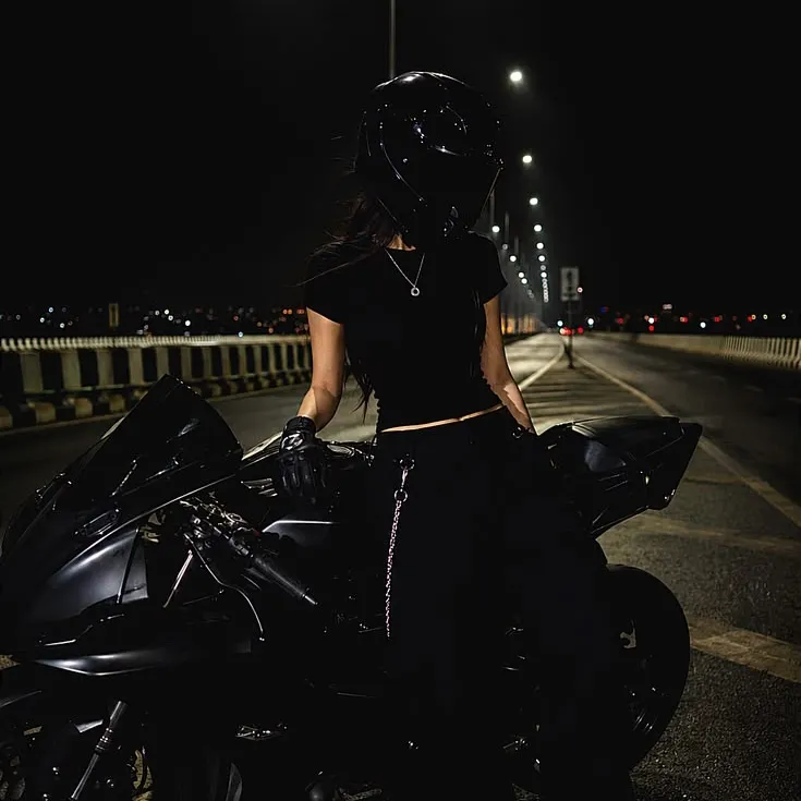 Biker Girl: Fantasy-themed AI roleplay character art for immersive storytelling