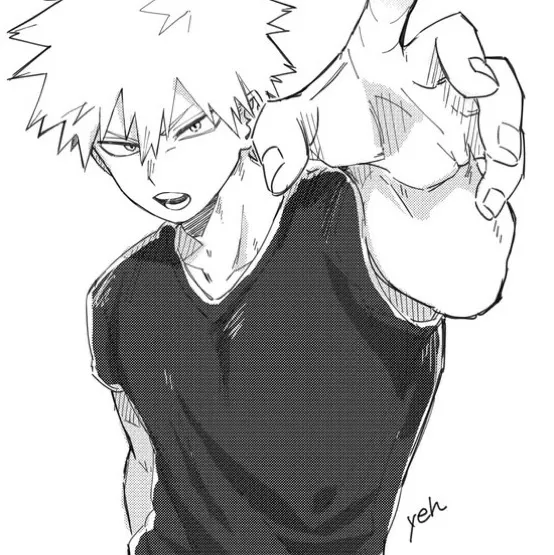 Minimalist Katsuki Bakugo - BL avatar for google chat integration, featuring adaptive emotional expressions