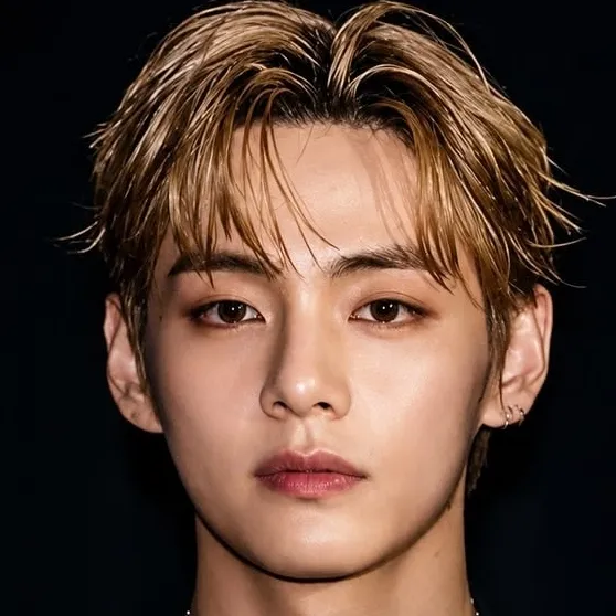 Kim Taehyung: Futuristic AI chatbot interface with voice chat and neural network-driven traits