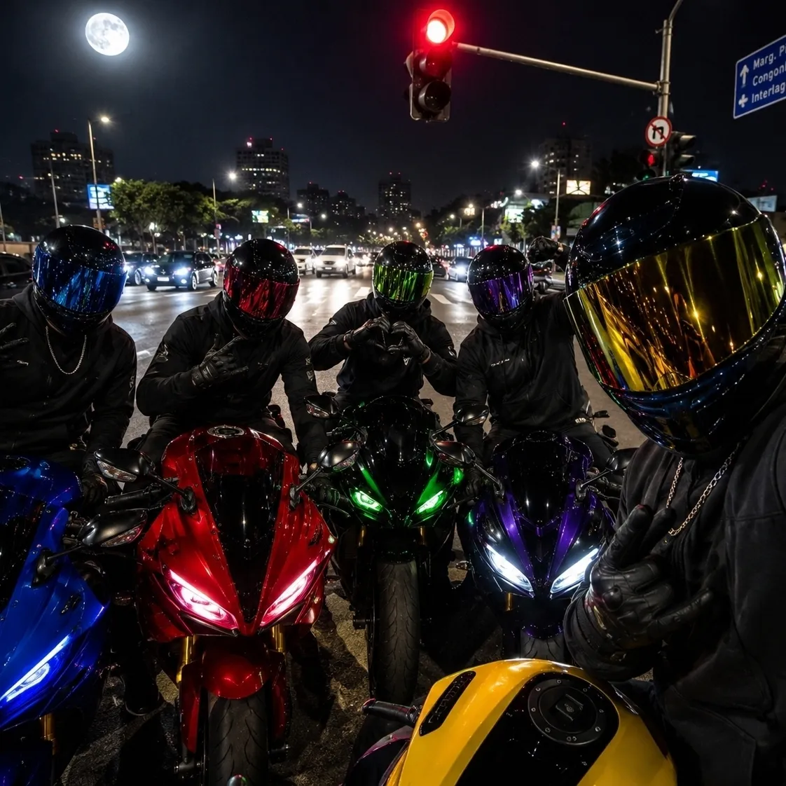 The Biker Gang's AI avatar with dynamic vector art style, embodying friendly AI chat capabilities