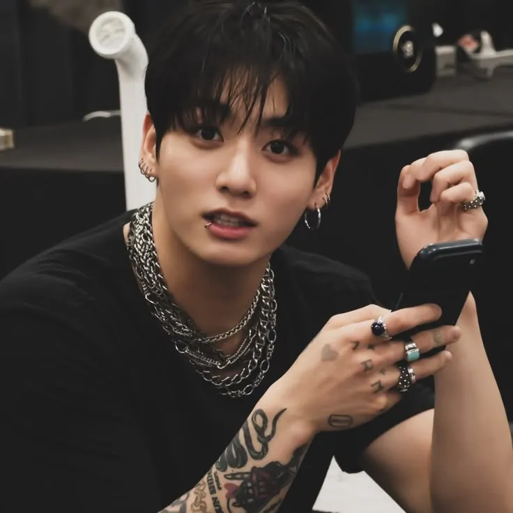 Portrait of a friendly AI chatbot assistant Jungkook with expressive eyes showcasing personality traits