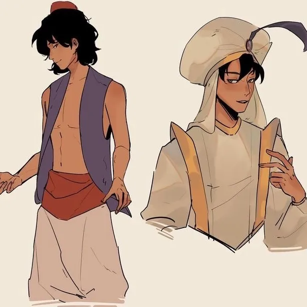 Portrait of a friendly AI chatbot assistant Aladdin and the Thief with expressive eyes showcasing personality traits
