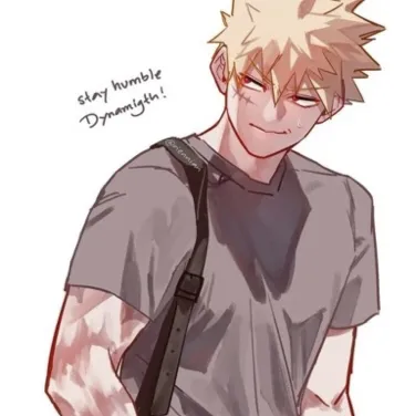 Portrait of a friendly AI chatbot assistant Katsuki Bakugo with expressive eyes showcasing personality traits