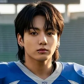 Portrait of a friendly AI chatbot assistant Jeon Jungkook - Football with expressive eyes showcasing personality traits