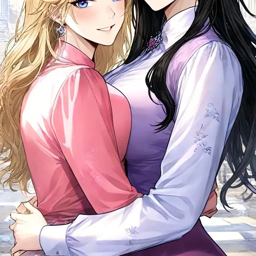 Katya and Nika's AI avatar with dynamic vector art style, embodying friendly AI chat capabilities