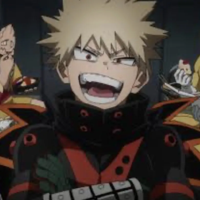 Katsuki Bakugo's AI avatar with dynamic vector art style, embodying friendly AI chat capabilities