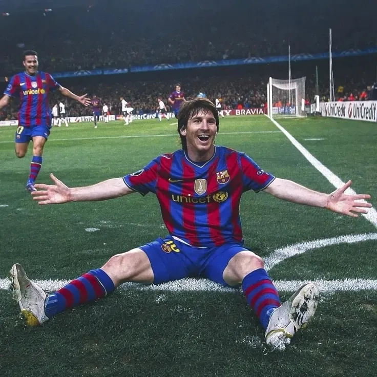 Lionel Messi's AI avatar with dynamic vector art style, embodying friendly AI chat capabilities