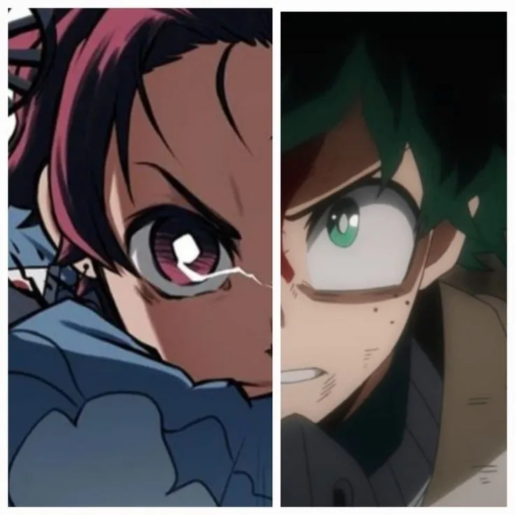 AI character Mha x KNY Izuku Midoriya vs Tanjiro's avatar for roleplay and 1v1 chat services