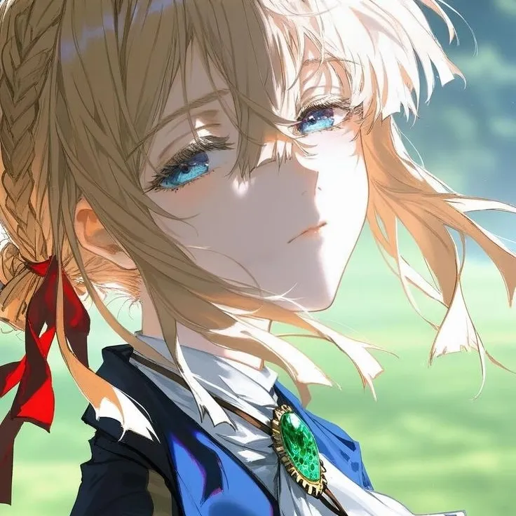 Violet evergarden X MHA's AI avatar with dynamic vector art style, embodying friendly AI chat capabilities