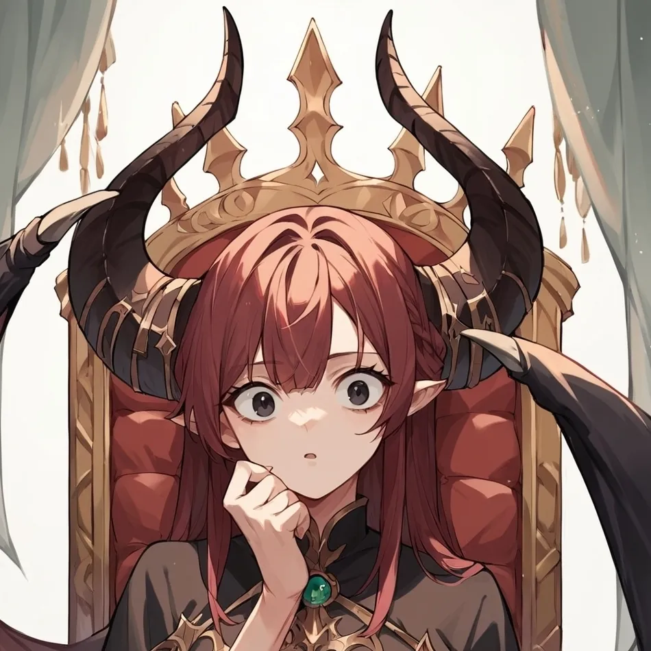 Demon Queen's AI avatar with dynamic vector art style, embodying friendly AI chat capabilities