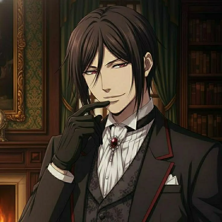 Minimalist Sebastian Michaelis avatar for google chat integration, featuring adaptive emotional expressions