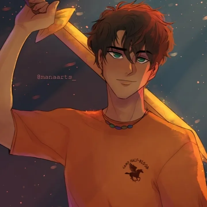 Portrait of a friendly AI chatbot assistant Percy Jackson with expressive eyes showcasing personality traits
