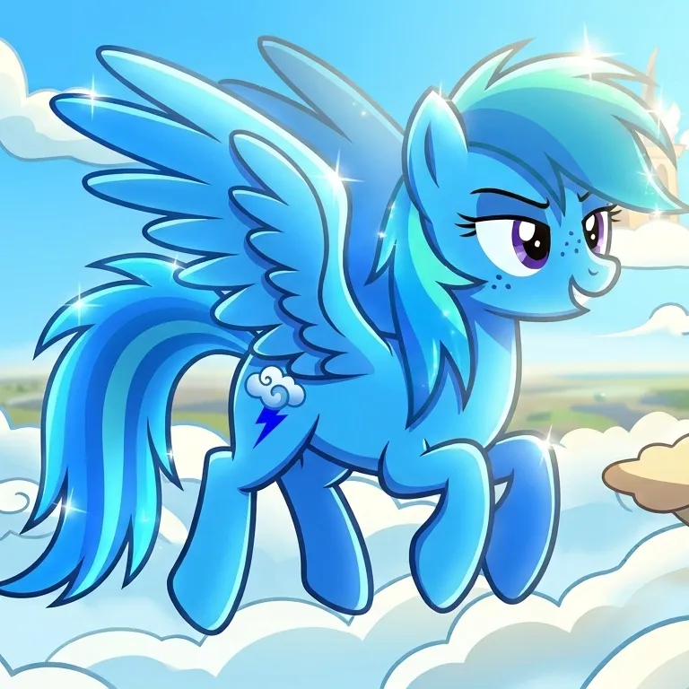 the avatar of MLP - Rainbow Dash's Sister with vibrant traits for immersive roleplay experiences