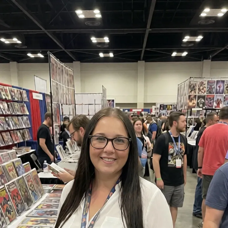 Nerdy girl at the convention: Multilingual AI conversation partner icon for global chat online services