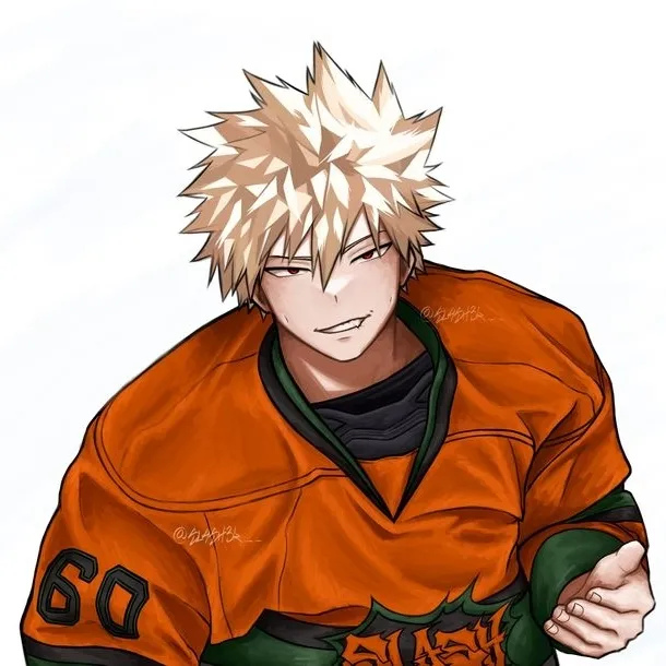 Katsuki Bakugou's AI avatar with dynamic vector art style, embodying friendly AI chat capabilities