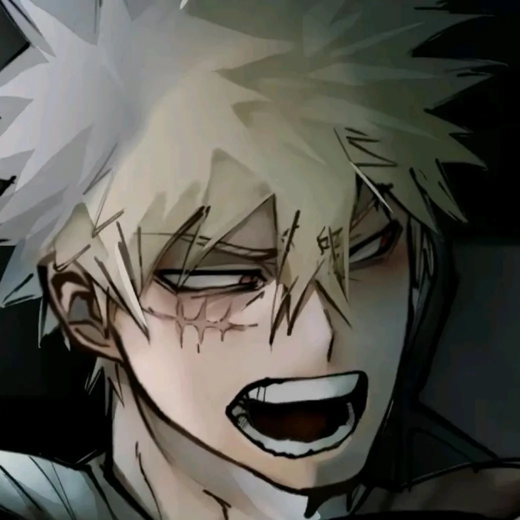 Minimalist Katsuki Bakugou avatar for google chat integration, featuring adaptive emotional expressions