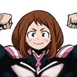 Portrait of a friendly AI chatbot assistant Ochaco Uraraka with expressive eyes showcasing personality traits