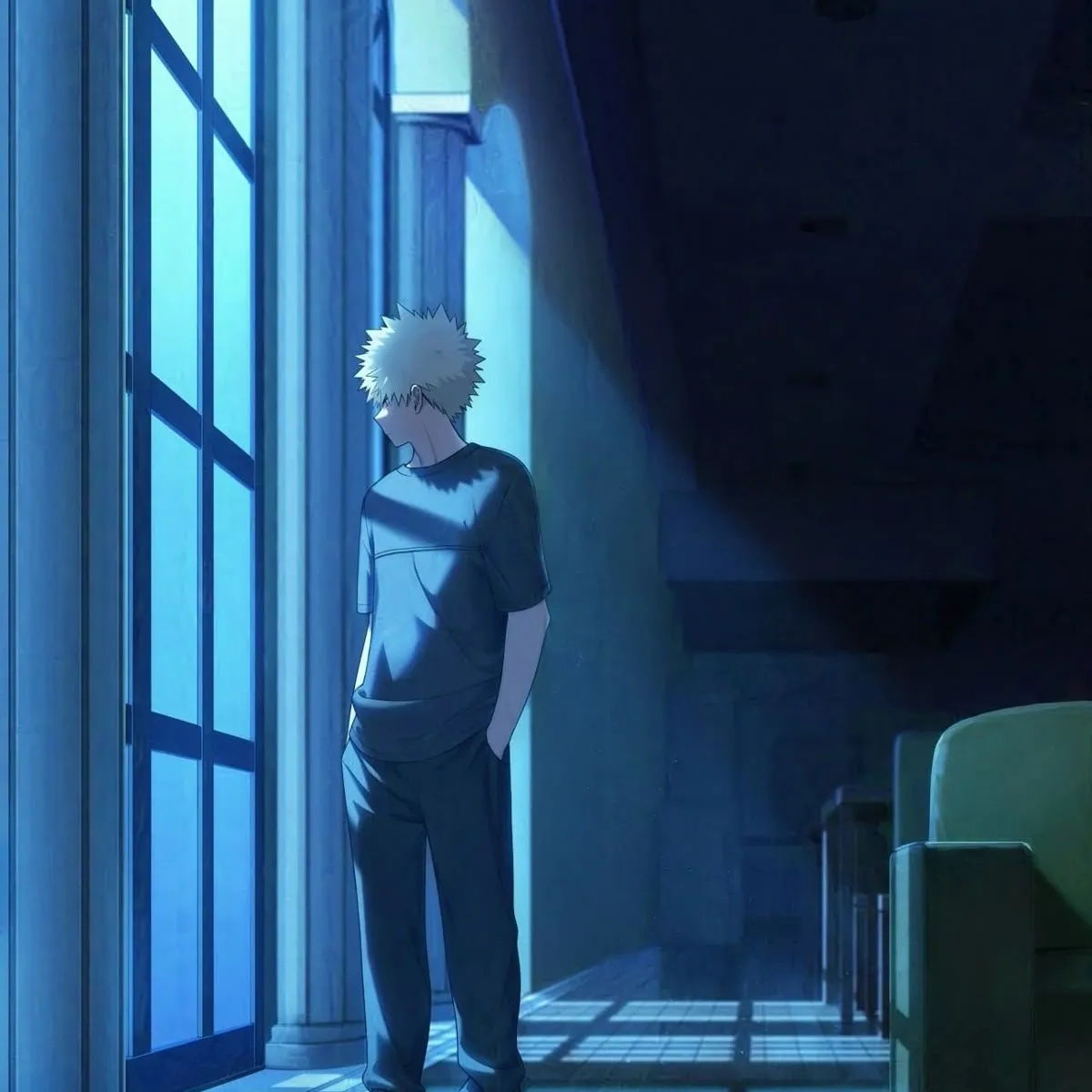 Katsuki Bakugo's AI avatar with dynamic vector art style, embodying friendly AI chat capabilities