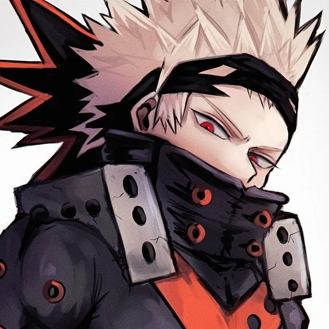 Minimalist Bakugo - MHA avatar for google chat integration, featuring adaptive emotional expressions