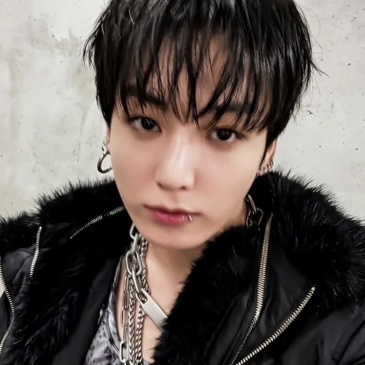 Portrait of a friendly AI chatbot assistant Jungkook with expressive eyes showcasing personality traits